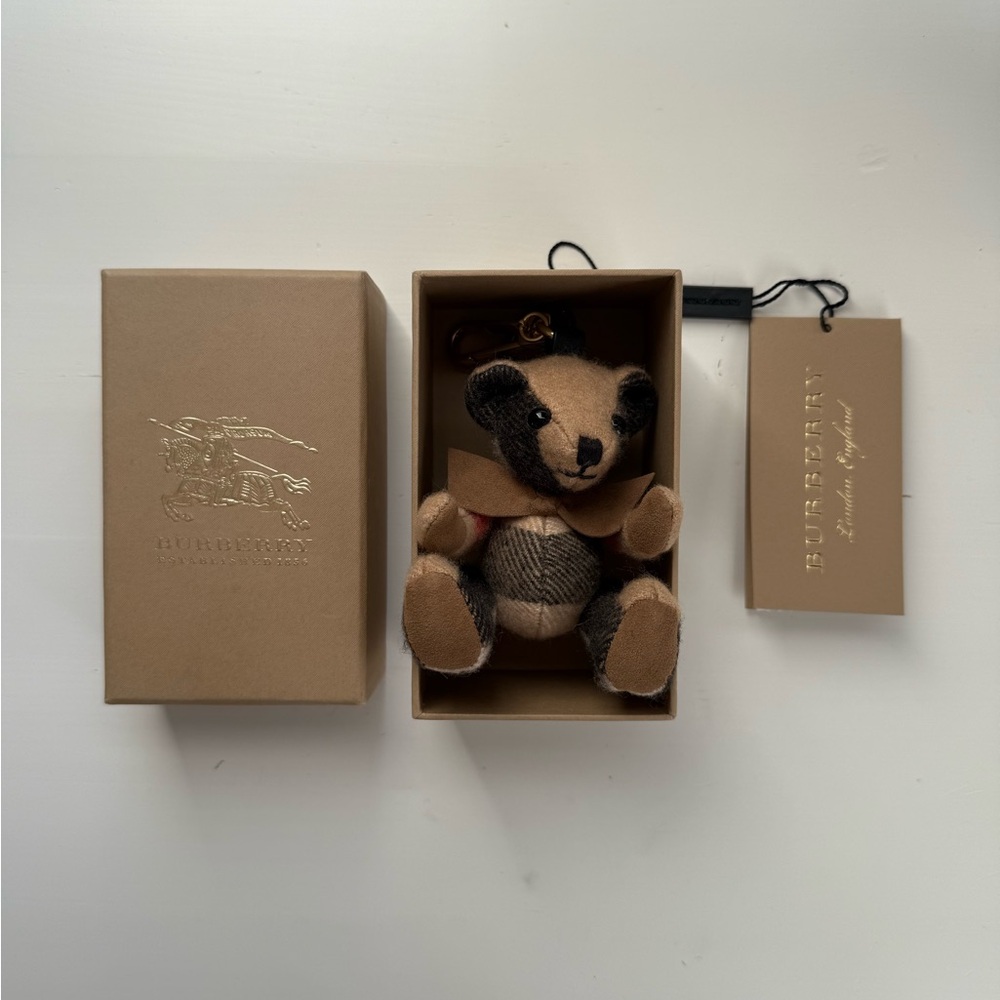 Burberry Beige and Black Teddy Bear Keychain Bag charm